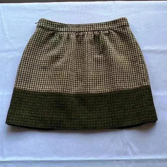 J. Crew Dresses & Skirts - EUC J Crew Black Label Y2K 90s Lambs Wool Mini Skirt Plaid Preppy Brown Sz 6